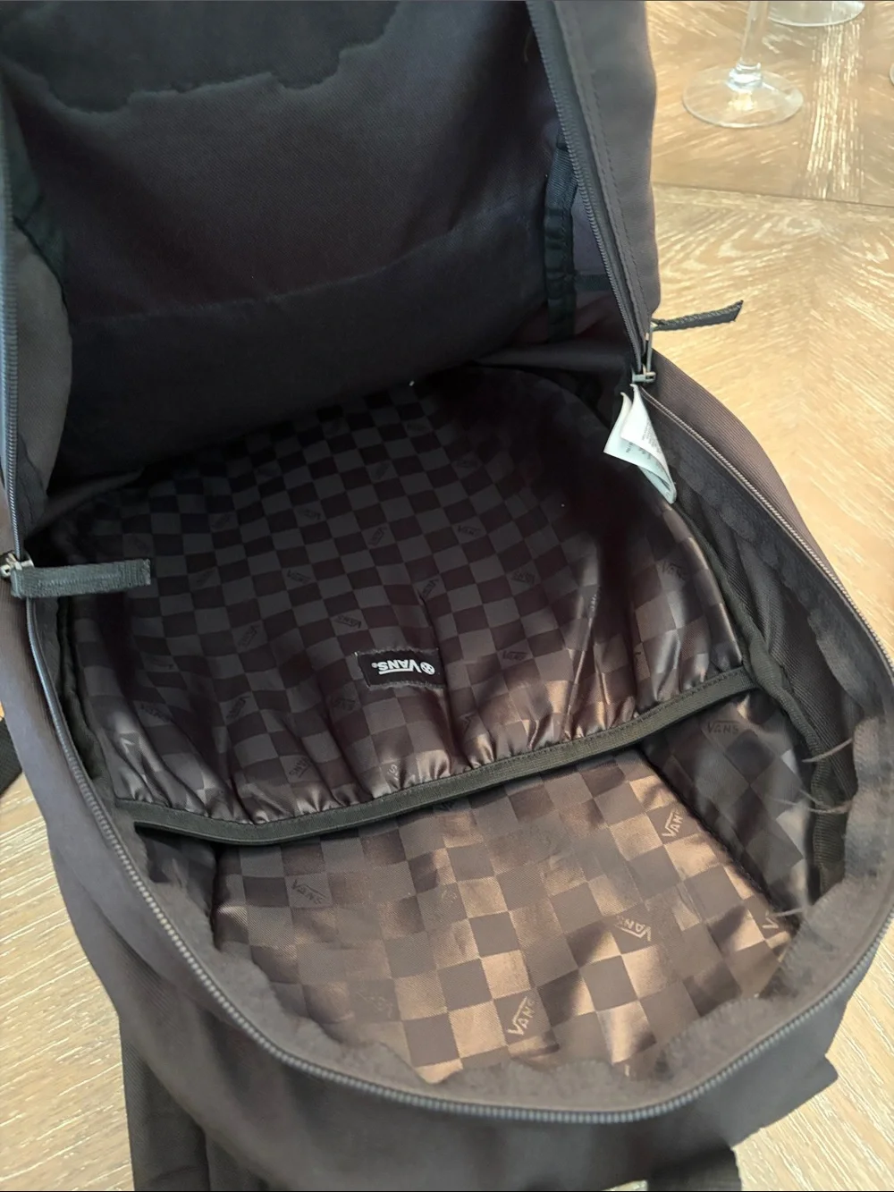 Vans Black Backpack with White 'Off The Wall' Patch